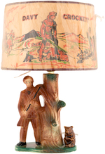 "DAVY CROCKETT" FIGURAL LAMP WITH SHADE.