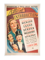 CHARLIE McCARTHY IN "LETTER OF INTRODUCTION" ONE-SHEET MOVIE POSTER LINEN-BACKED.