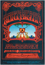 FAMILY DOG CONCERT POSTER AND POSTCARD FD-101 FEATURING QUICKSILVER MESSENGER SERVICE.