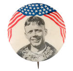 "THE CONQUERER CAPT. LINDBERGH" RARE BUTTON.