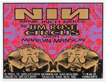 NINE INCH NAILS, JIM ROSE CIRCUS AND MARILYN MASON 1994 REGIONAL TOUR CONCERT POSTER.