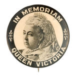 CLASSIC LARGE SIZE 1901 QUEEN VICTORIA "IN MEMORIAM" BUTTON FROM HAKE COLLECTION AND CPB.