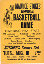 "MAURICE STOKES MEMORIAL BASKETBALL GAME" 1970 GAME POSTER & TICKET STUB.