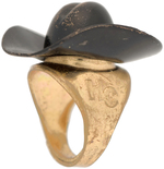 HOPALONG CASSIDY REMOVEABLE HAT PREMIUM RING WITH COMPASS.