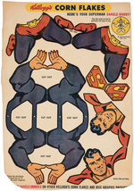 SUPERMAN "DANGLE-DANDIES" PREMIUM AD PROOF & CEREAL BOX BACK.