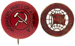 EARLY COMMUNIST PARTY LITHO BUTTON AND LAPEL STUD "ALL POWER TO THE WORKERS."