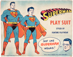 "SUPERMAN PLAY SUIT" BOXED 1958 OUTFIT WITH COMIC BOOK, MEMBERSHIP CARD & CERTIFICATE.