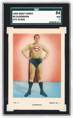 SUPERMAN "ATV STARS" GRADED CARD & ENGLISH CANDY BOX.