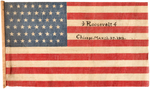 "ROOSEVELT CHICAGO MARCH 27, 1912" 48 STAR FLAG USED IN CAMPAIGN PARADE.