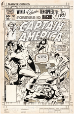"CAPTAIN AMERICA" #265 MIKE ZECK COMIC COVER ORIGINAL ART FEATURING SPIDER-MAN & NICK FURY.