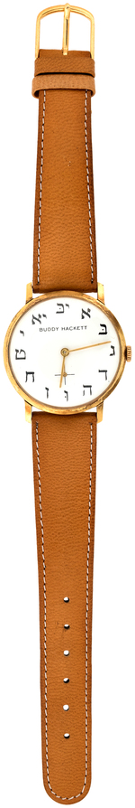 "BUDDY HACKETT" WATCH WITH HEBREW NUMERALS.