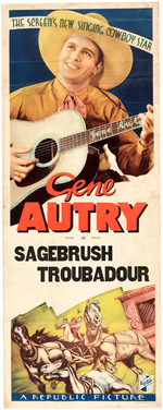 GENE AUTRY "SAGEBRUSH TROUBADOUR" INSERT MOVIE POSTER.