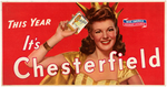 "CHESTERFIELD" CIGARETTES MISS AMERICA 1941 ADVERTISING SIGN.