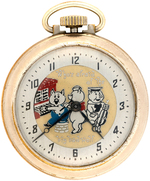 THREE LITTLE PIGS "WHO'S AFRAID OF THE BIG BAD WOLF" RARE POCKETWATCH.
