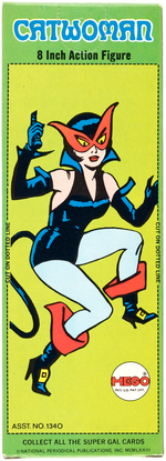 MEGO CATWOMAN IN BOX SCREENPRINTED BLUE LEG VARIETY.