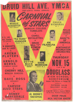 'THIRD ANNUAL CARNIVAL OF STARS" 1956 BOXING STYLE CONCERT POSTER BY GLOBE POSTERS.