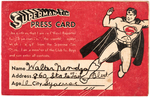 "SUPERMAN-TIM PRESS CARD" WITH STAMPS.