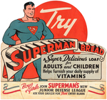 RARE "SUPERMAN BREAD" DIE-CUT ADVERTISING SIGN.