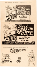 SUPERMAN BREAD EXTENSIVE PROMOTIONAL PAPER LOT.