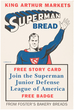 "SUPERMAN BREAD - SUPERMAN JUNIOR DEFENSE LEAGUE OF AMERICA" SMALL SIGN.