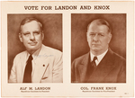 "VOTE FOR LANDON AND KNOX" 1936 JUGATE POSTER SIGNED BY LANDON.