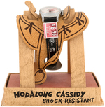 "HOPALONG CASSIDY WRIST WATCH" ON SADDLE IN DISPLAY BOX.