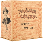 "HOPALONG CASSIDY WRIST WATCH" ON SADDLE IN DISPLAY BOX.