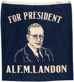 SCARCE "FOR PRESIDENT ALF M. LANDON" FABRIC PORTRAIT BANNER.