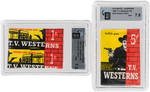 "T.V. WESTERNS" TOPPS UNOPENED GAI GRADED WAX PACK VARIANT PAIR.