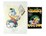 "DONALD DUCK SPECIALTY ART BY PATRICK BLOCK AND RELATED FIRST ISSUE COMIC BOOK SIGNED & REMARQUED."