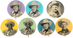 ROY ROGERS EIGHT PORTAIT BUTTONS INCLUDING RARE AND SCARCE COLORS.