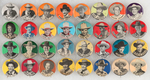 MOVIE COWBOYS OF LATE 1940S/EARLY 1950S BIG 32 BUTTON GROUP FROM THE SNUFF GARRETT COLLECTION.