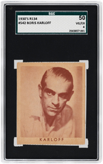 MOVIE STAR STRIP CARDS INCLUDING SGC GRADED BORIS KARLOFF.