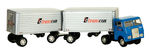 "TRANSCON LINES" BOXED CAB AND DOUBLE TRAILER TRUCK.
