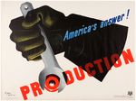 WORLD WAR II "AMERICA'S ANSWER! PRODUCTION" HOMEFRONT POSTER.