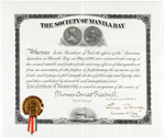 GEORGE DEWEY SIGNED "THE SOCIETY OF MANILA BAY" CERTIFICATE.