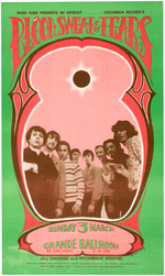 GRANDE BALLROOM "BLOOD SWEAT AND TEARS/PSYCHEDELIC STOOGES" CONCERT POSTER RGP 72.