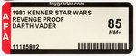 "STAR WARS: REVENGE OF THE JEDI - DARTH VADER" PROOF CARD AFA 85 NM+.
