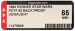 "STAR WARS: THE POWER OF THE FORCE - UGNAUGHT" 92 BACK PROOF CARD AFA 85 NM+.