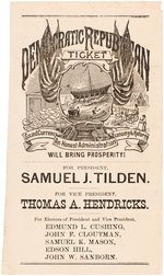 GRAPHIC AND RARE TILDEN/HENDRICKS 1876 NEW HAMPSHIRE "DEMOCRATIC REPUBLICAN TICKET" BALLOT.