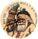 SANTA CLAUS USING WALL MOUNTED EARLY TELEPHONE.