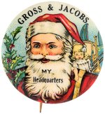 RARE SANTA BUTTON FROM "GROSS & JACOBS".