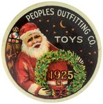 RARE 1925 DATED NIGHT SCENE SANTA BUTTON.