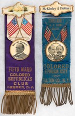 PAIR OF McKINLEY "COLORED REPUBLICAN" RIBBON BADGES FROM NEW YORK AND NEW JERSEY.