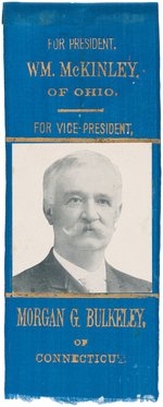 MORGAN BULKELEY BASEBALL HALL OF FAMER AND POLITICIAN 1896 VP HOPEFUL RIBBON.