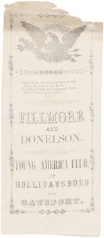 RARE "FILLMORE AND DONELSON YOUNG AMERICA CLUB OF HOLLIDAYSBURG AND GAYSPORT" SILK RIBBON.