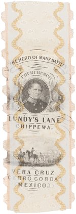 ORNATE AND RARE WINFIELD SCOTT "LUNDY'S LANE" 1852 WHIG CAMPAIGN RIBBON.