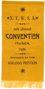 NEW YORK WOMEN'S SUFFRAGE ASSOCIATION 1894 CONVENTION RIBBON.