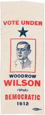 SCARCE NEW YORK "VOTE UNDER" THE STAR "WOODROW WILSON" SILK PORTRAIT RIBBON.