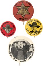 HOPALONG CASSIDY FOUR RARE BUTTONS WITH TWO FROM ARIZONA TV STATION.